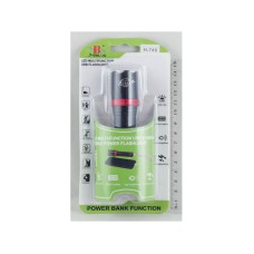 ФОНАРЬ 1диод H-749, встроеный PowerBank, аккумулятор 18650, шнур microUSB, zoom