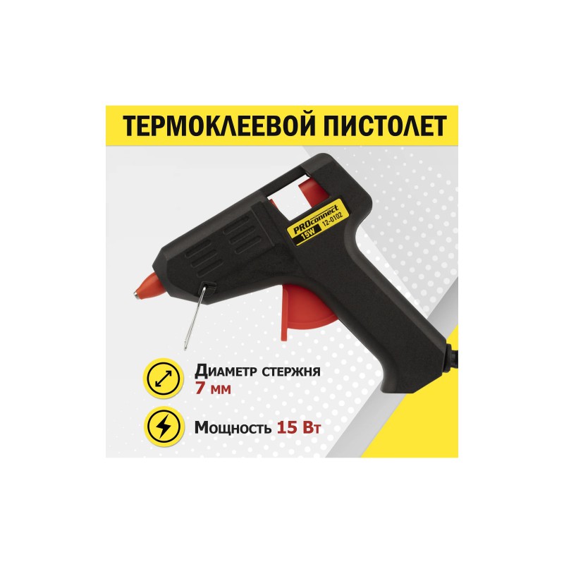ПИСТОЛЕТ КЛЕЕВОЙ 15W 7мм Proconnect ПИСТОЛЕТ КЛЕЕВОЙ 15W 7мм Proconnect