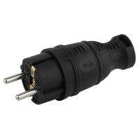 ВИЛКА СЕТЕВАЯ каучуковая прямая16А черная V8-B-IP44