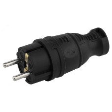 ВИЛКА СЕТЕВАЯ каучуковая прямая16А черная V8-B-IP44