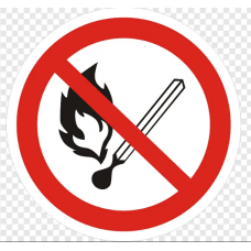 ЗНАК P02 Запрещается пользоваться открытым огнем  Пленка. 200*200